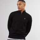 Mens Georgie 1/4 Zip Funnel Neck Sweatshirt Jet Black
