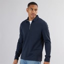 Mens Mellark Long Sleeve 1/4 Zip Polo Shirt Dark Navy