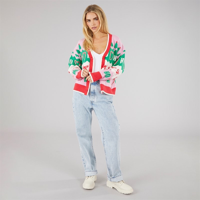 Womens Christmas Joy Jacquard Cardigan Multi - Image 4