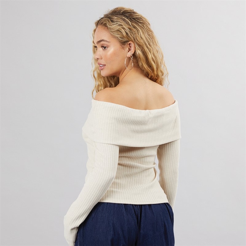 Womens Off Shoulder Top Cream - Image 2