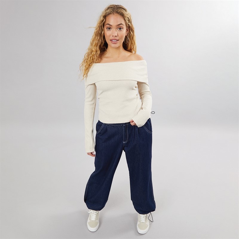 Womens Off Shoulder Top Cream - Image 3
