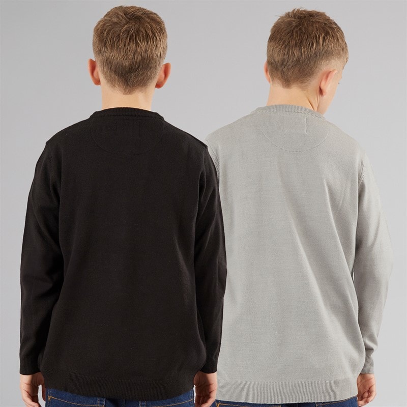 Boys Two Pack Jumpers Black/Silver Grey Marl - Image 2