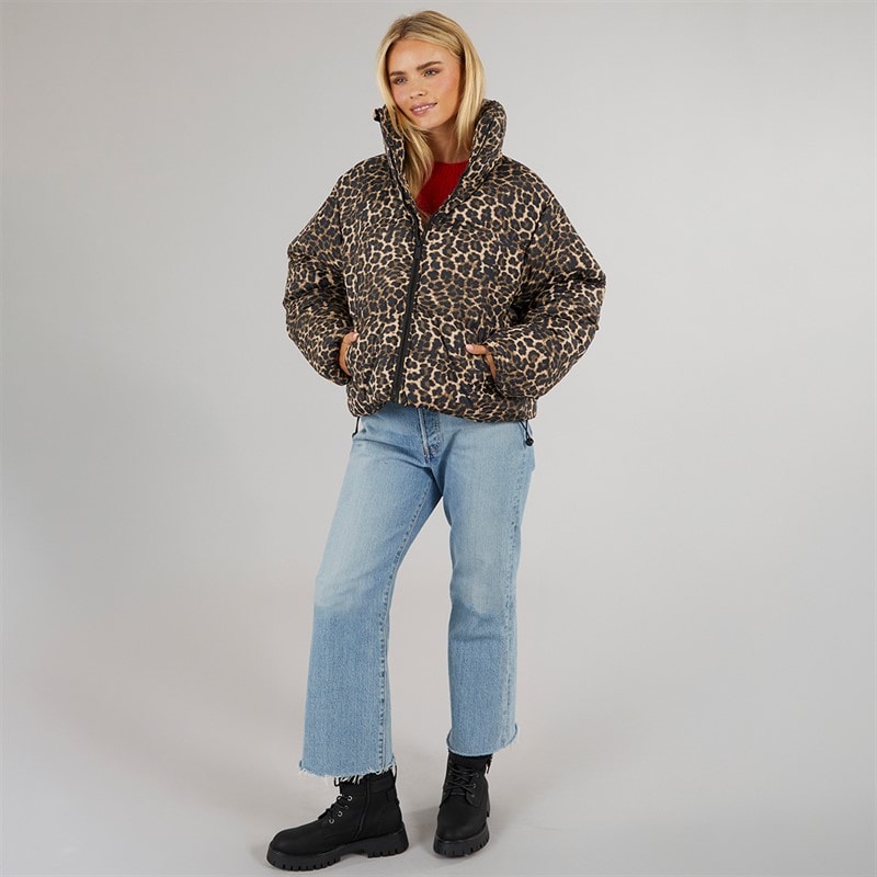 Womens Ramblin Short Puffer Jacket Leopard - Image 5