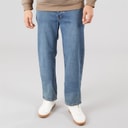 Mens Straight Fit Denim Jeans Mid Blue Wash