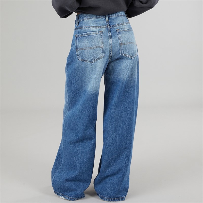 Womens Peyton Wide Leg Jeans Vintage Denim Blue - Image 2