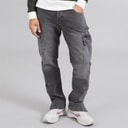 Mens Station Loose Fit Cargo Jeans Grey