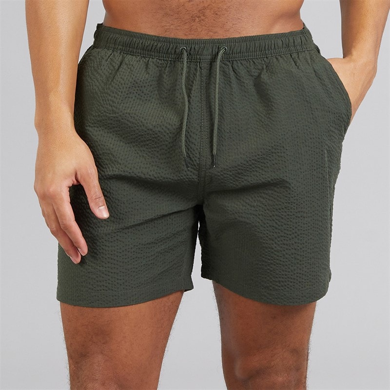 Mens Salou Seersucker Swim Shorts Khaki - Image 1