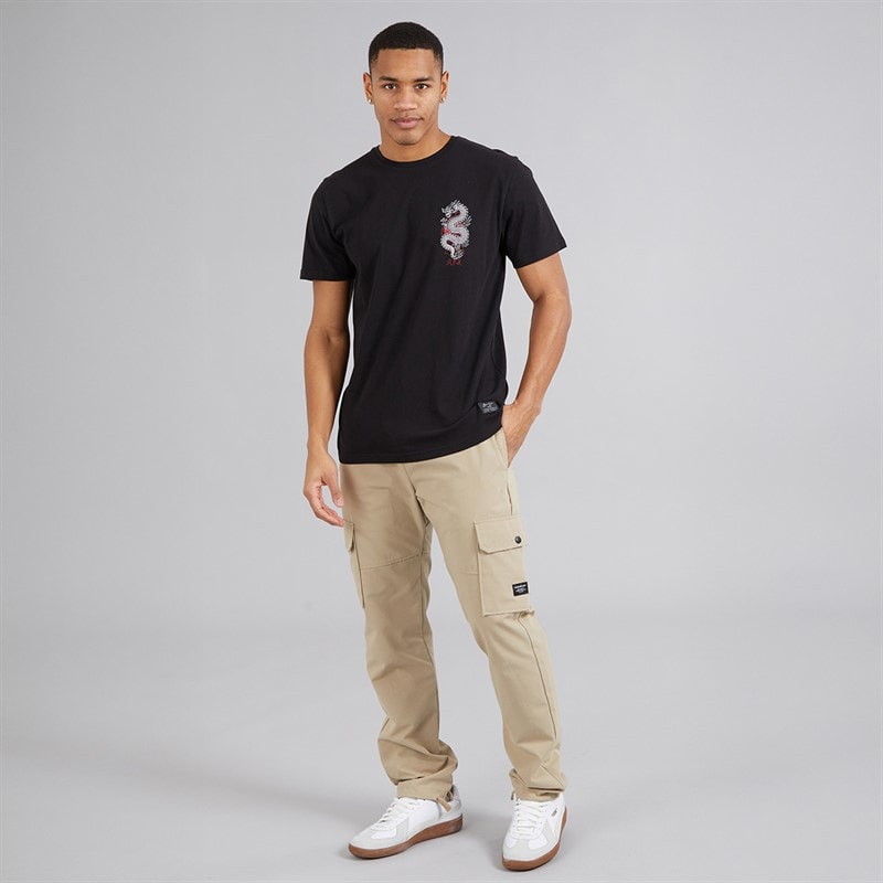 Mens Aichi T-Shirt Jet Black/Multi Colour Print - Image 3