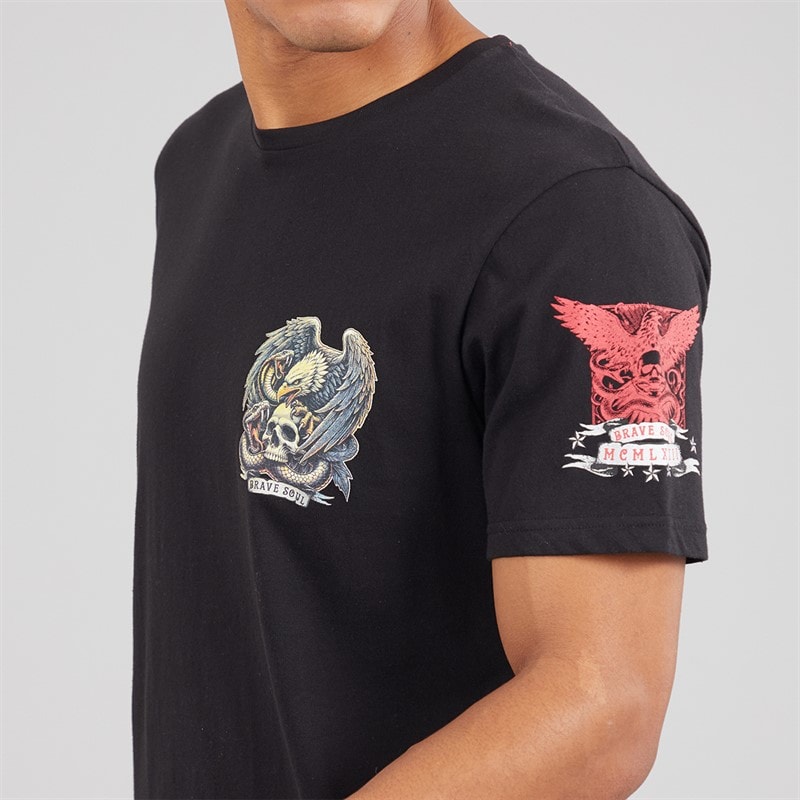 Mens Kruger T-Shirt Jet Black/Multi Colour Print - Image 3