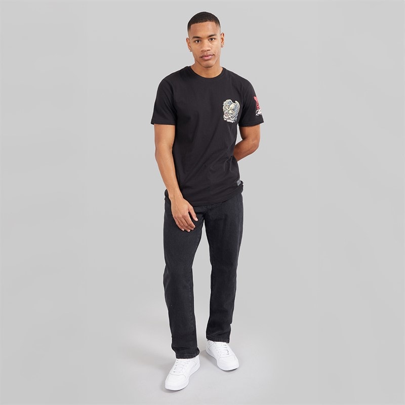 Mens Kruger T-Shirt Jet Black/Multi Colour Print - Image 4