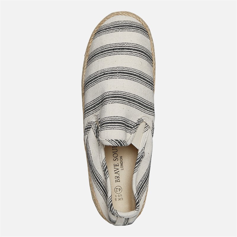 Brave Soul Mens Yacht Espadrilles Cream/Black - Image 4