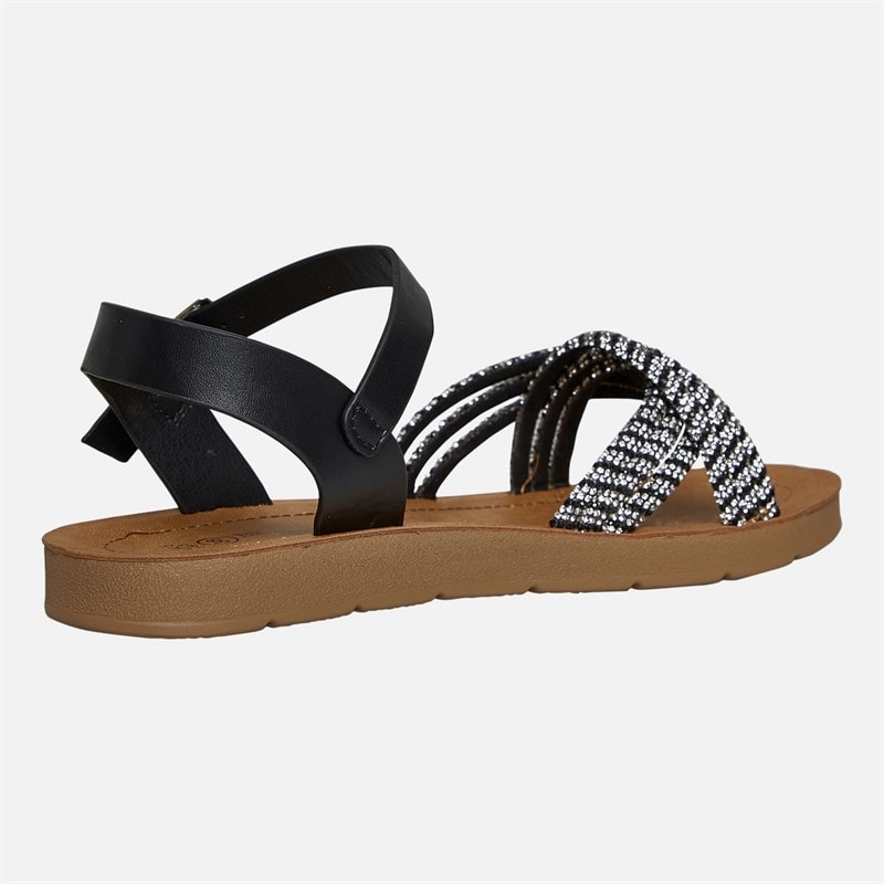 Womens Stevie Ankle Strap Sandals Black/White - Image 5