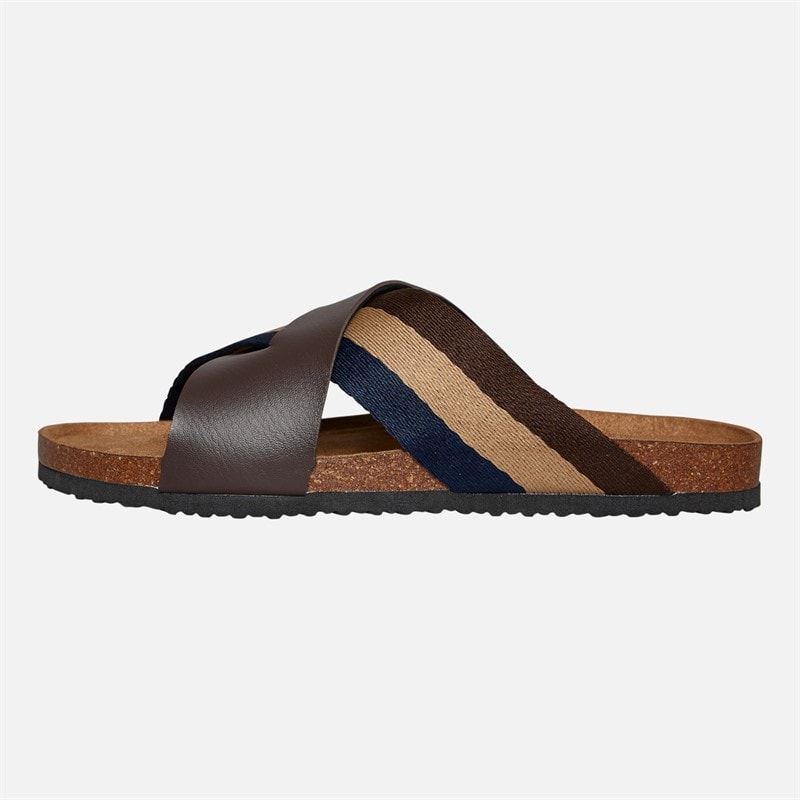 Mens Marvin Cross Strap Sandals Brown/Navy/Sand - Image 2