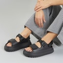 Womens Chunky Ankle Strap Sandals Black