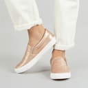 Womens Quilted Slip On Trainers Rose Gold Metallic