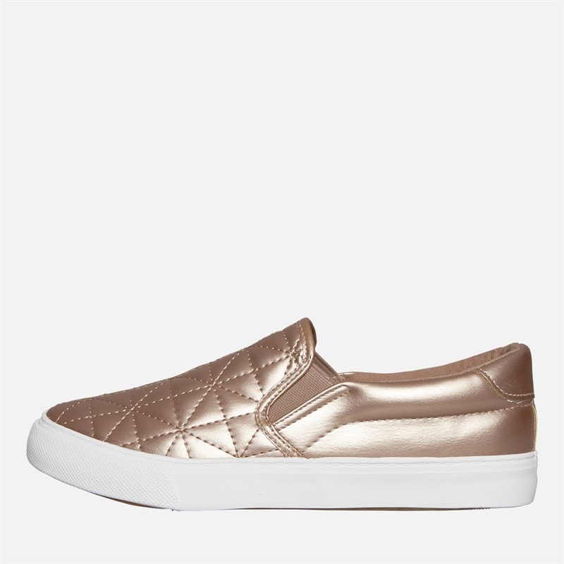 Womens Quilted Slip On Trainers Rose Gold Metallic - Image 2