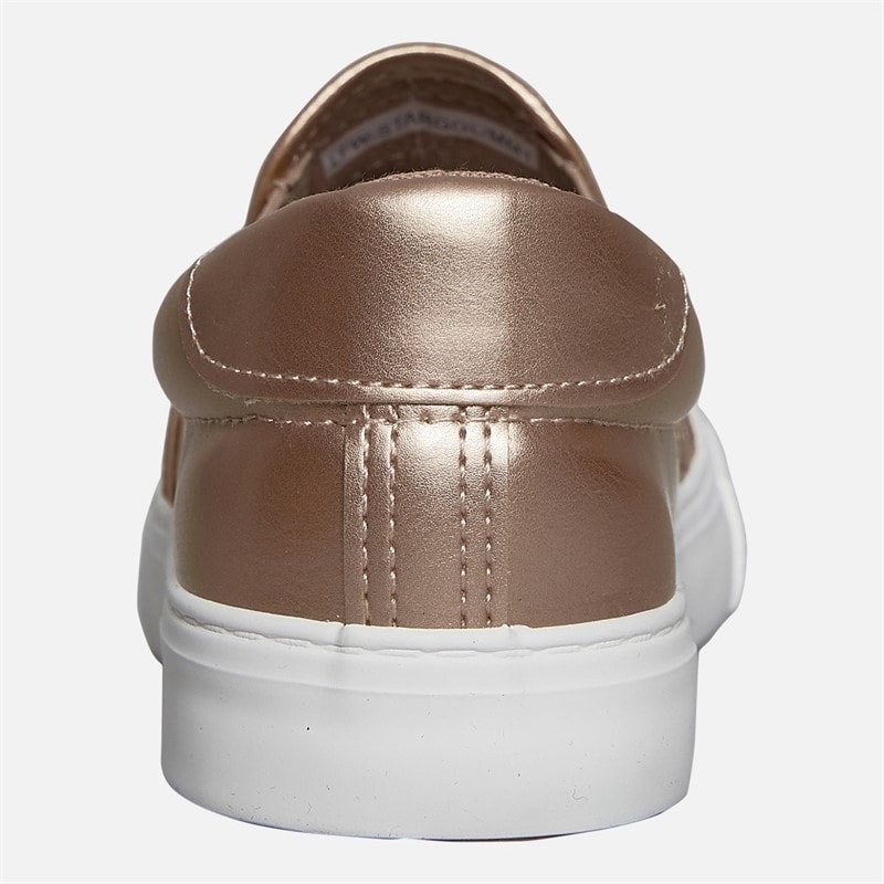 Womens Quilted Slip On Trainers Rose Gold Metallic - Image 4