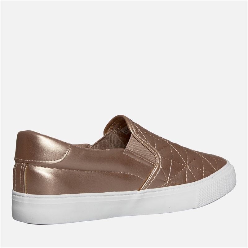 Womens Quilted Slip On Trainers Rose Gold Metallic - Image 5