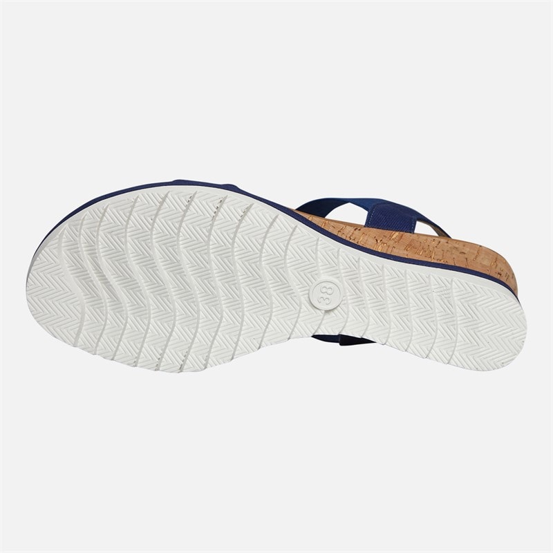 Womens Cher Wedge Sandals Navy/Tan - Image 3