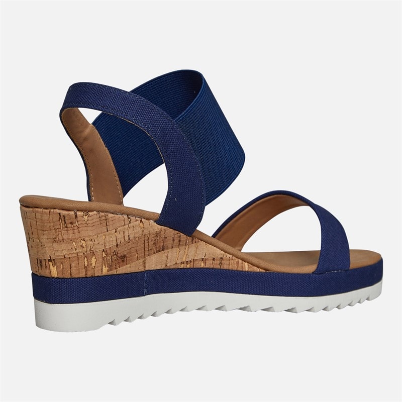 Womens Cher Wedge Sandals Navy/Tan - Image 5