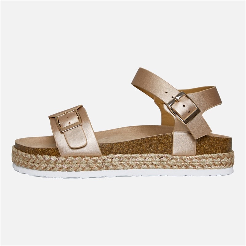 Womens Pantha Ankle Strap Platform Sandals Rose Gold Metallic - Image 2