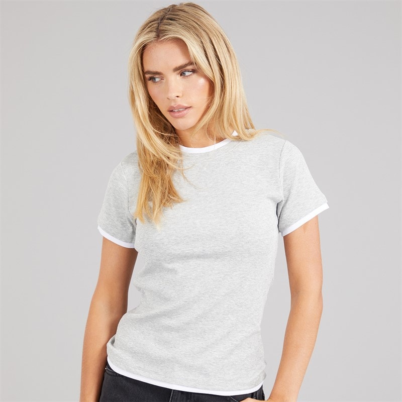 Womens Athena Double Layered T-Shirt Silver Grey Marl/White - Image 3