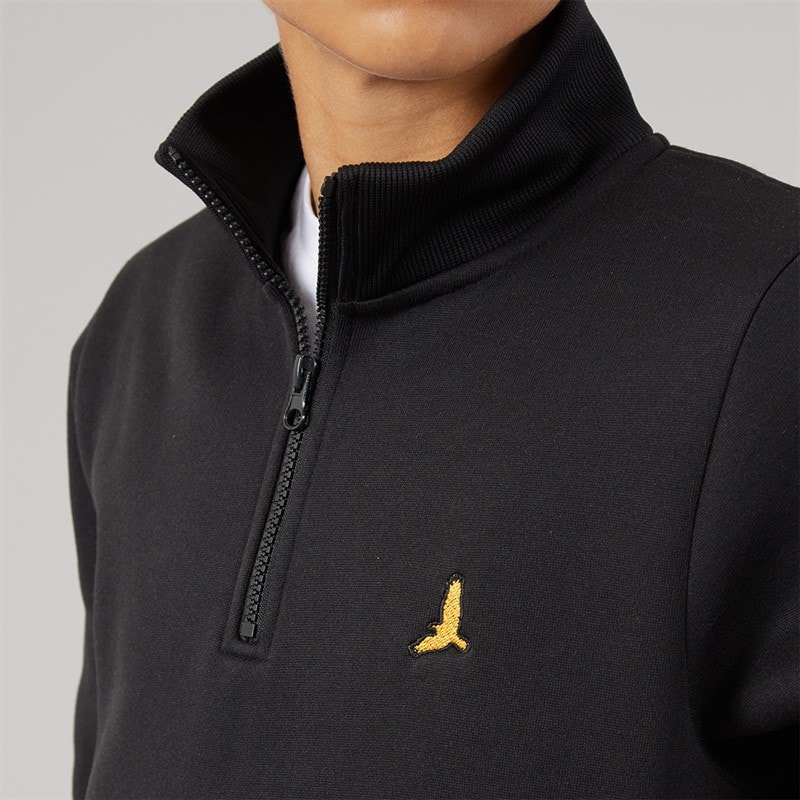 Boys Idaho Quarter Zip Sweatshirt Black - Image 3