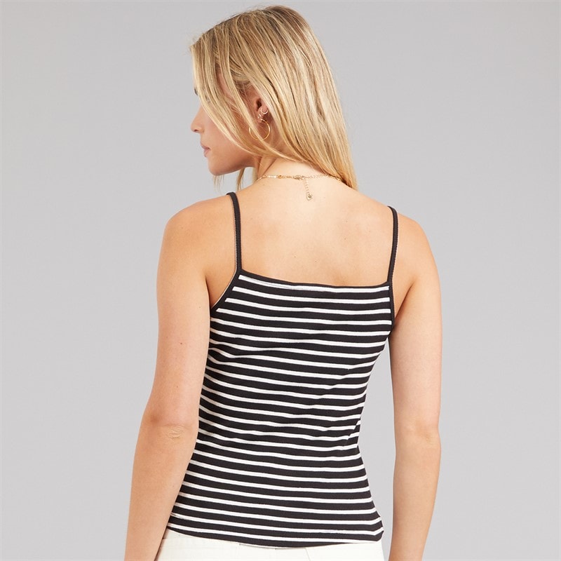Womens Stripe Vest Black/Cream - Image 2
