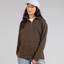 Womens Quarter Zip Sweatshirt Brown