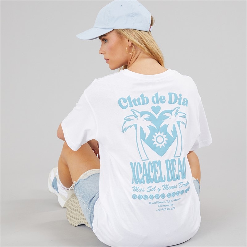 Brave Soul Womens Tulum Graphic T-Shirt White/Blue
