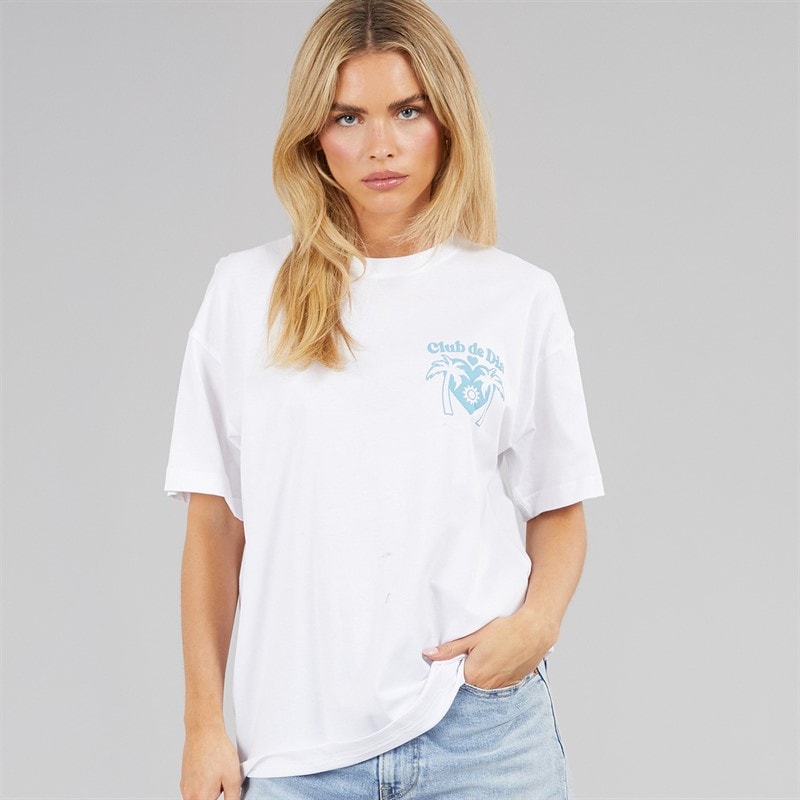 Womens Tulum Graphic T-Shirt White/Blue - Image 2