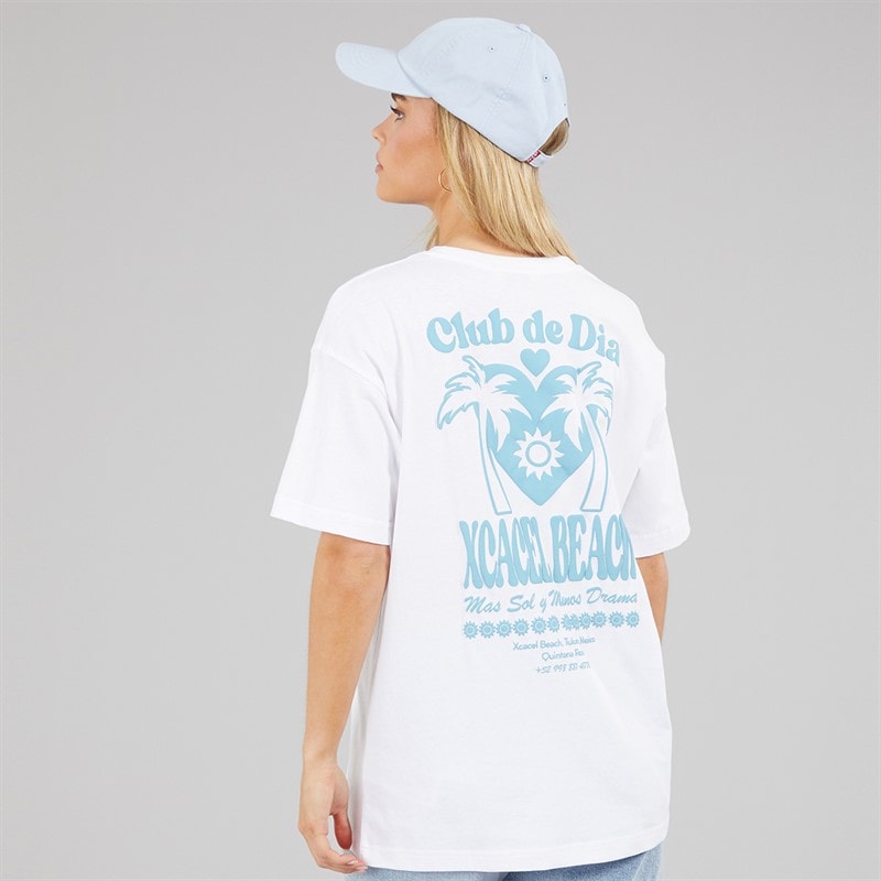 Womens Tulum Graphic T-Shirt White/Blue - Image 3