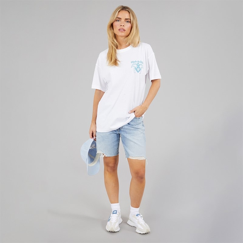 Womens Tulum Graphic T-Shirt White/Blue - Image 4