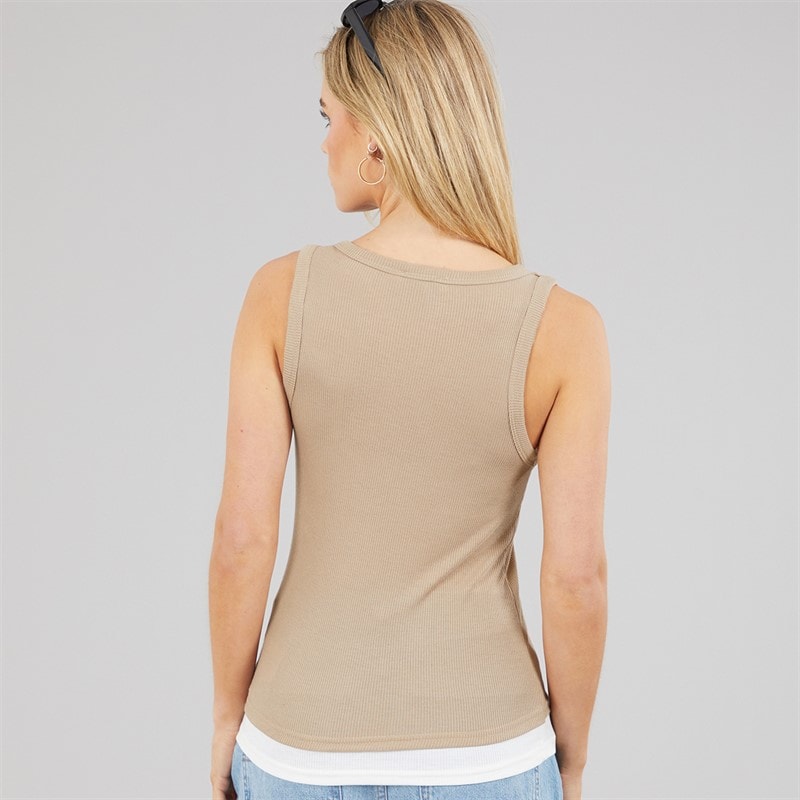 Womens Stella Vest Taupe/White - Image 2