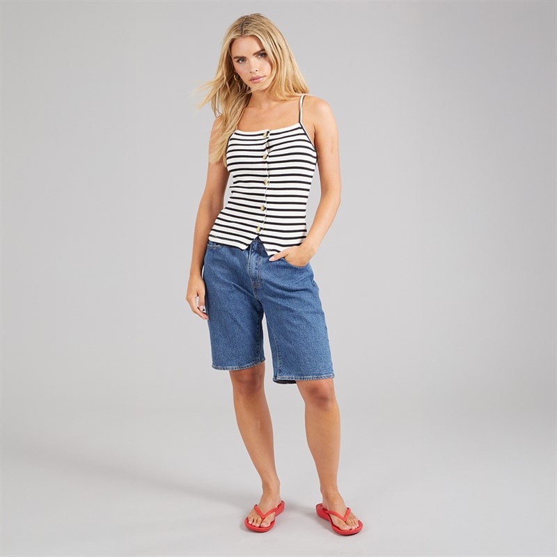 Womens Stripe Vest Cream/Black - Image 3
