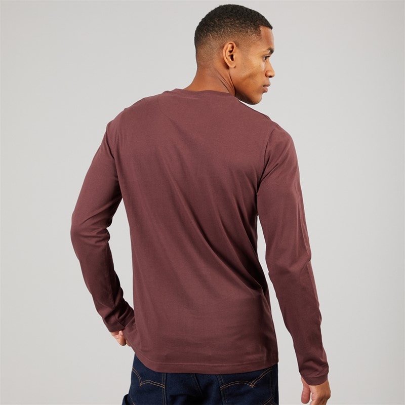 Mens Franz Long Sleeve Top Burgundy - Image 2