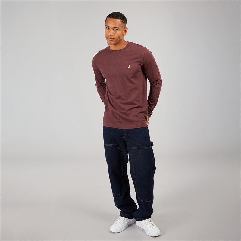 Mens Franz Long Sleeve Top Burgundy - Image 3
