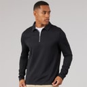 Mens Mellark Long Sleeve 1/4 Zip Polo Shirt Black