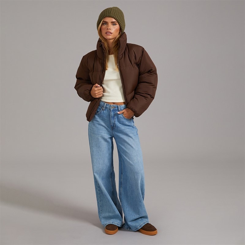 Womens Ramblin Short Puffer Jacket Chocolate - Image 3