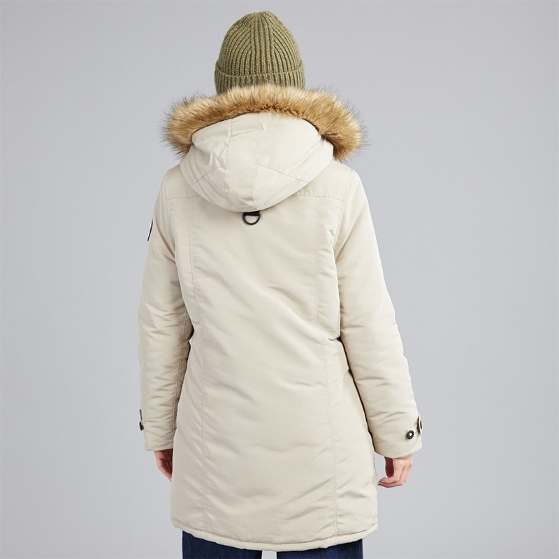 Womens Jacobs Faux Fur Parka Taupe - Image 2