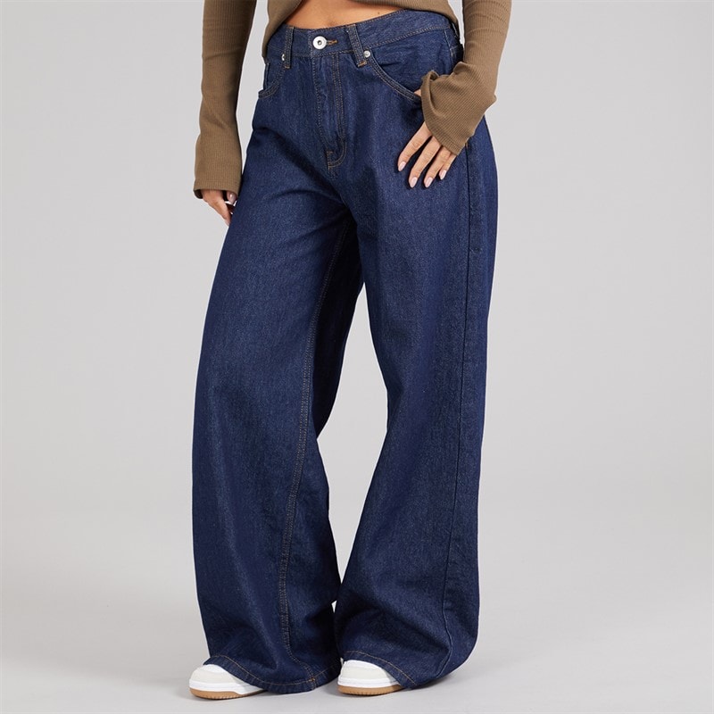 Brave Soul Womens Peyton Wide Leg Jeans Indigo