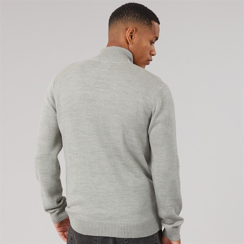 Mens Kester 1/4 Zip Funnel Neck Jumper Silver Grey Marl/Dark Charcoal Marl - Image 2
