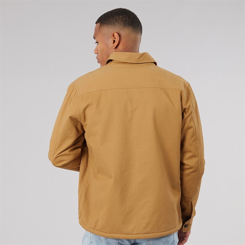 Mens Doigc Long Sleeve Shacket Camel/Ecru Borg - Image 2