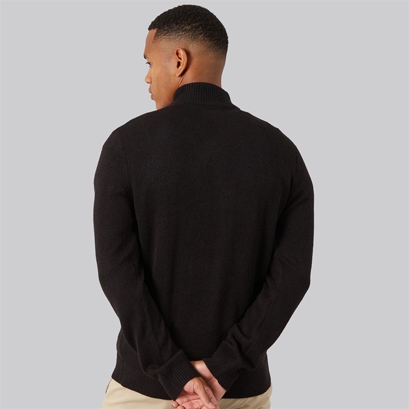 Mens Kester 1/4 Zip Funnel Neck Jumper Jet Black/Dark Charcoal Marl - Image 2