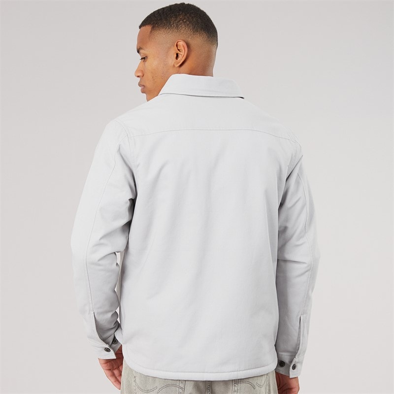 Mens Doige Long Sleeve Shacket Ice Grey/Ecru Borg - Image 2