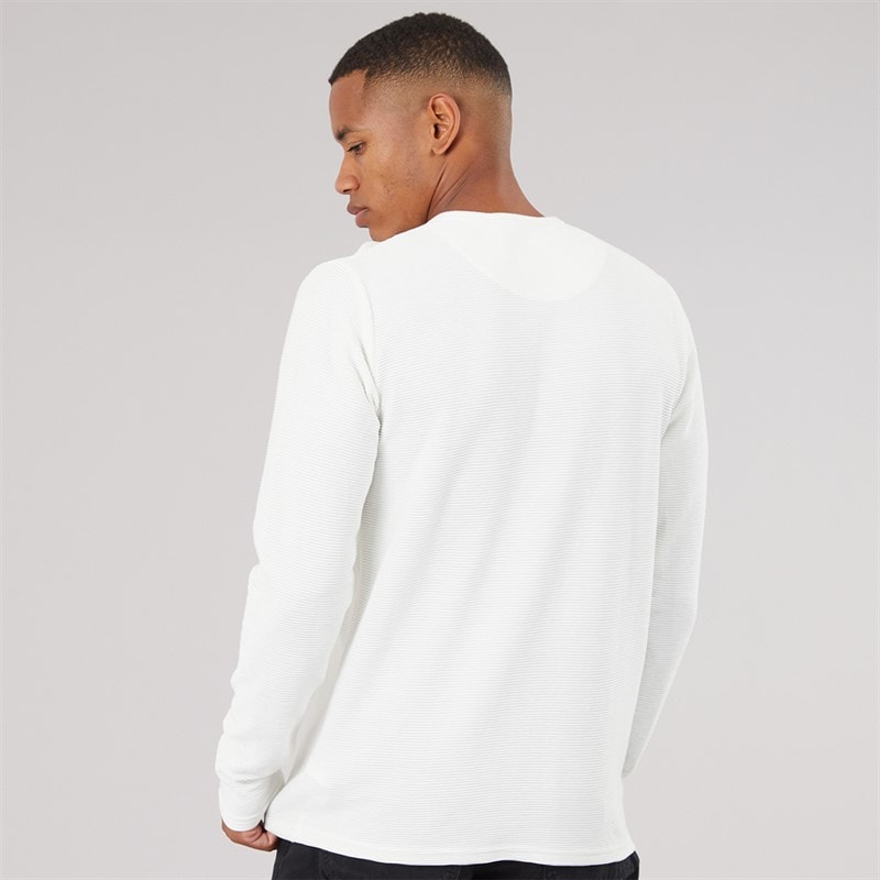 Mens Garavitoc Long Sleeve Henley Top Off White - Image 2