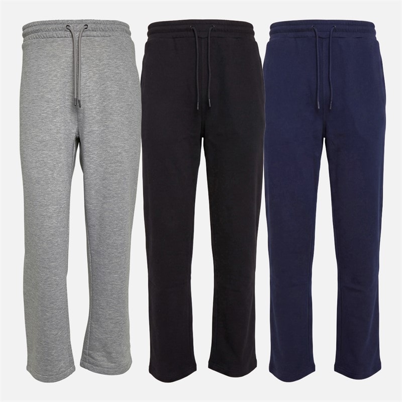 Brave Soul Mens Troy Three Pack Wide Leg Open Hem Joggers Navy/Black/Light Grey Marl