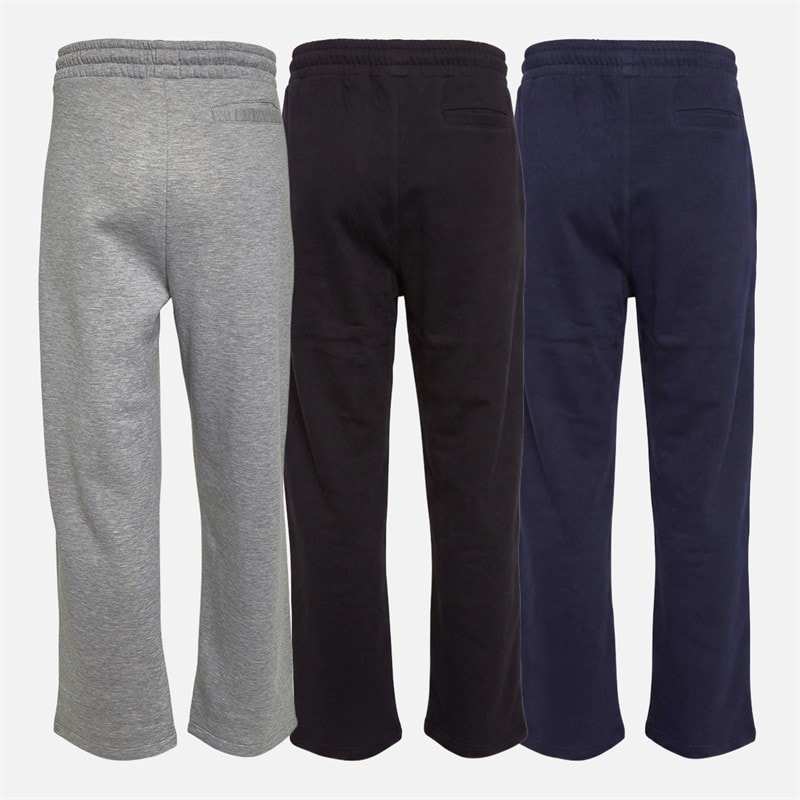 Mens Troy Three Pack Wide Leg Open Hem Joggers Navy/Black/Light Grey Marl - Image 2