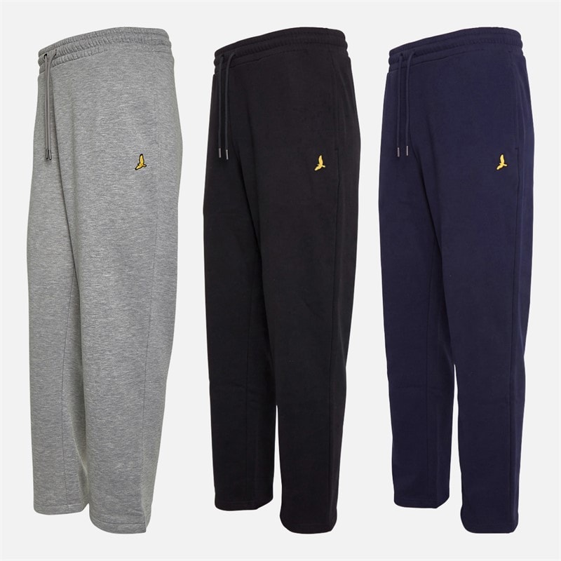 Mens Troy Three Pack Wide Leg Open Hem Joggers Navy/Black/Light Grey Marl - Image 3