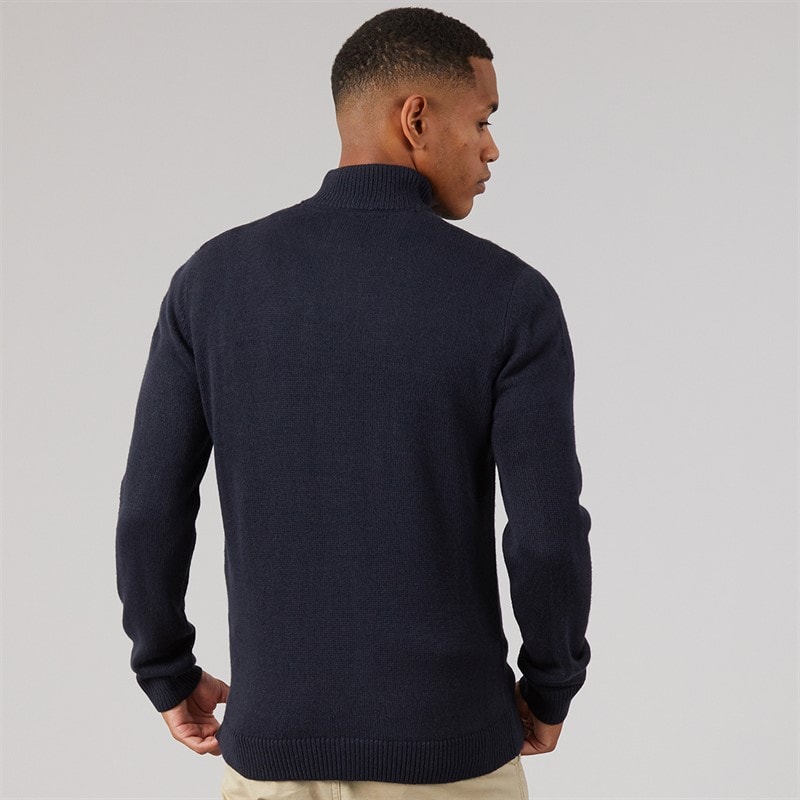 Mens Kester 1/4 Zip Funnel Neck Jumper Midnight Navy/Silver Grey Marl - Image 2